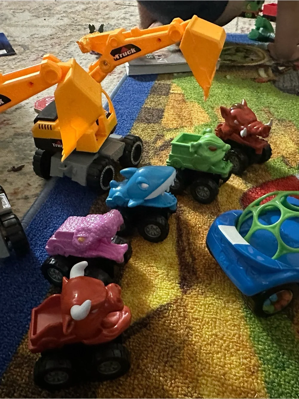 Yellow Bulldozer & Assorted Colorful Kids Toy Vehicles Set